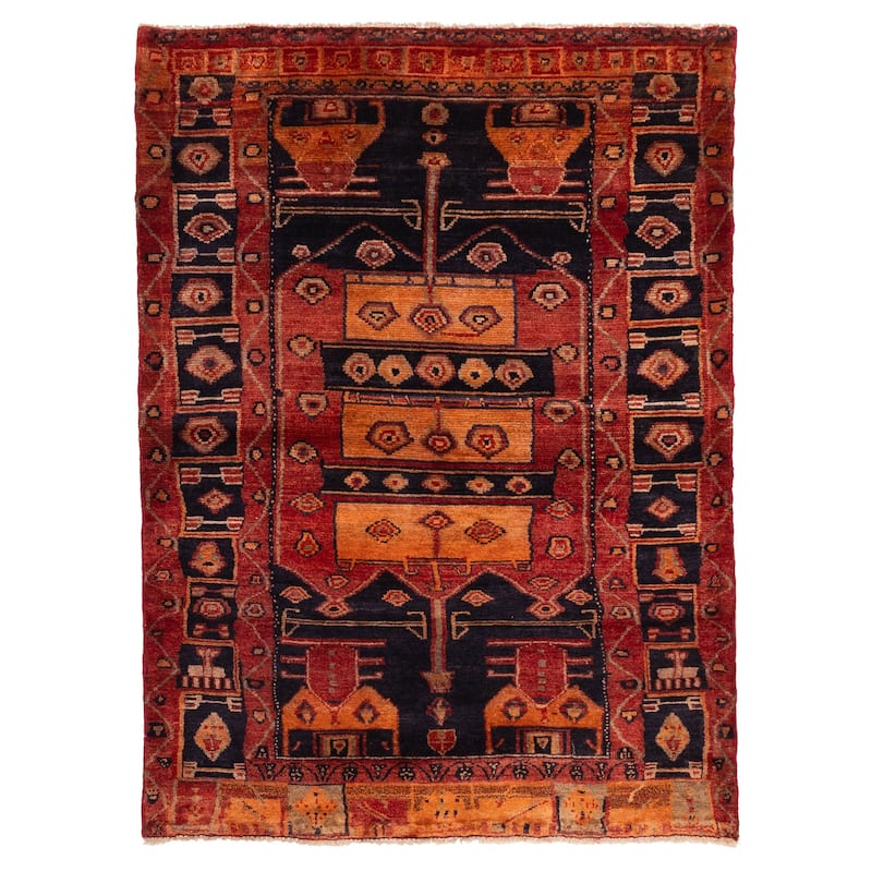 ECARPETGALLERY Hand-knotted Konya Anatolian Navy, Red Wool Rug - 4'5 x 6'0