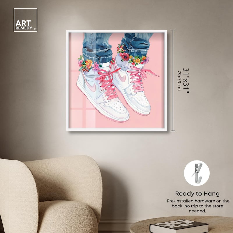 Blush Floral Bloom Sneakers Shadowbox by Art Remedy
