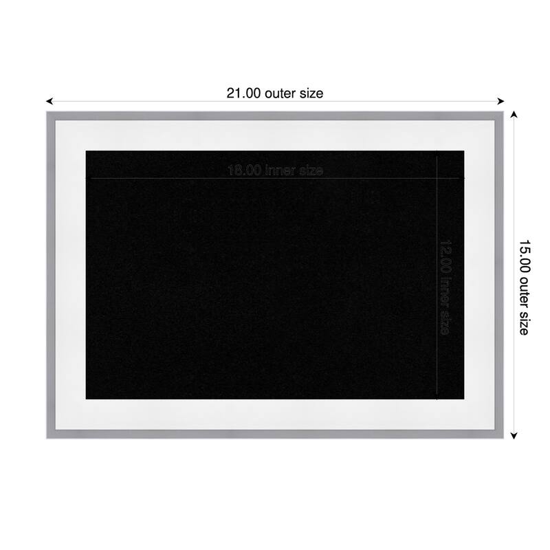 Maya White Silver Framed Cork Board - Bulletin Board, Organization Board, Pin Board - Black - 21 x 15 in