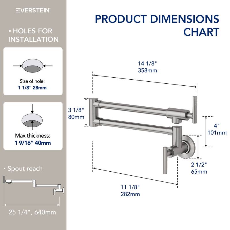 Contemporary Wall Mount Pot Filler Kitchen Faucet