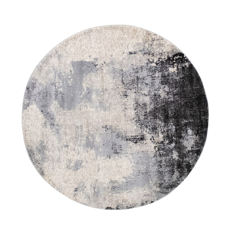 Noori Rug Lagoon Alice Distressed Abstract Modern Area Rug - 4'5" x 4'5" - Charcoal/Black