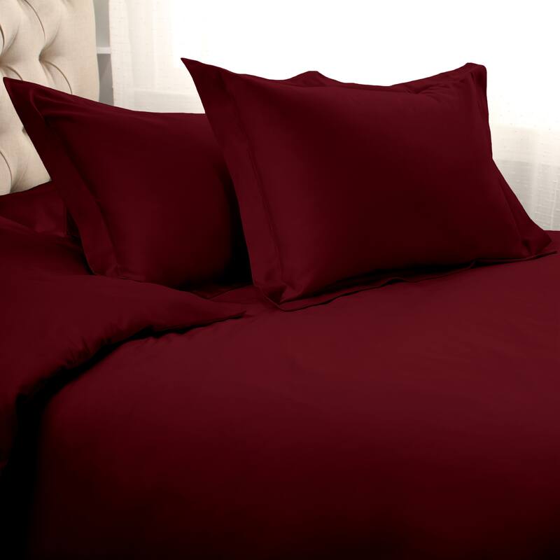 Egyptian Cotton 1000 Thread Count 3 Piece Duvet Cover Set by Superior - Burgundy - Full - Queen