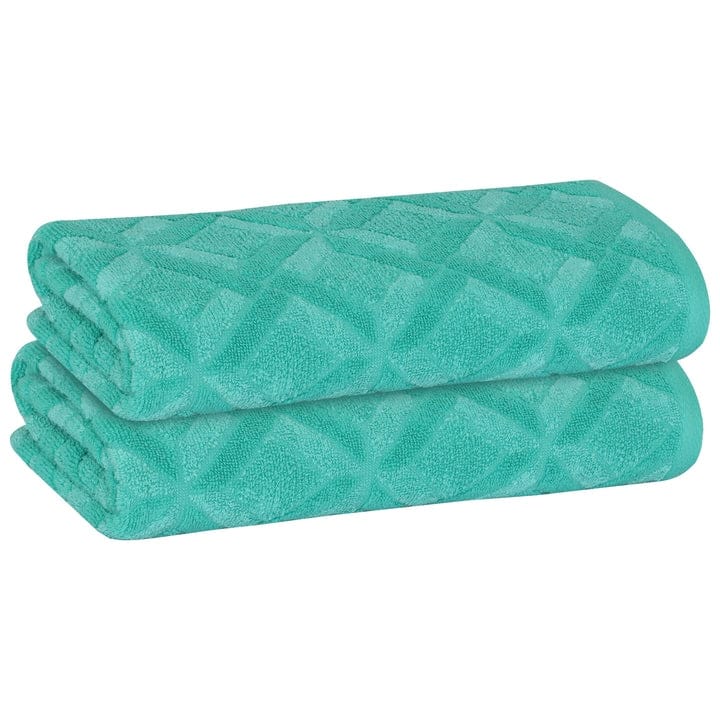 PREMIUS 2-Pack Geo 100% Cotton Yarn Dyed Hand Towel, 16x28 Inches - 16x28 Inches
