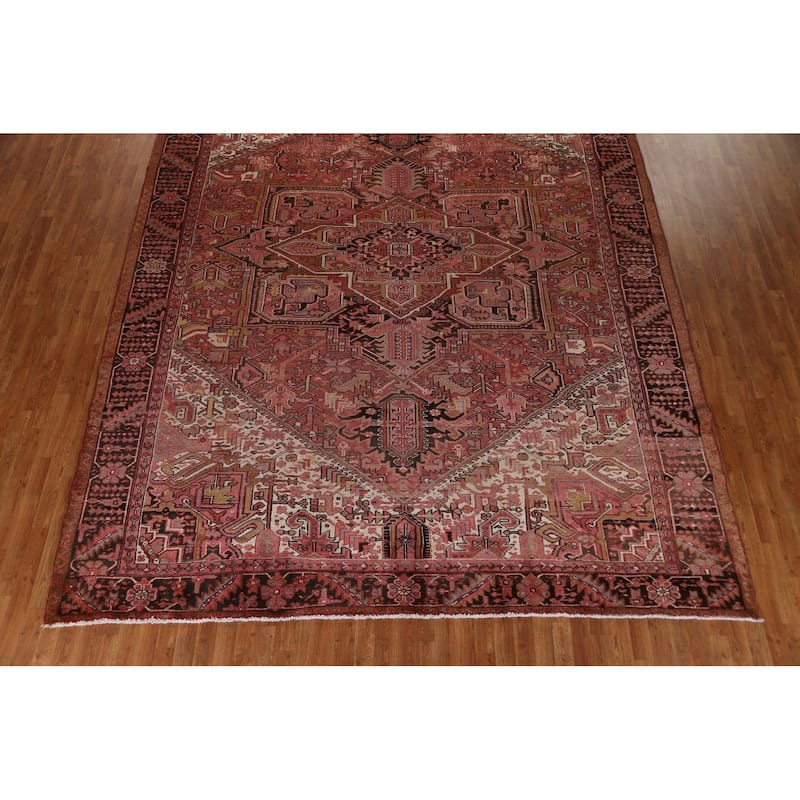 Vegetable Dye Traditional Heriz Persian Area Rug Handmade Wool Carpet - 10'2" x 13'0"