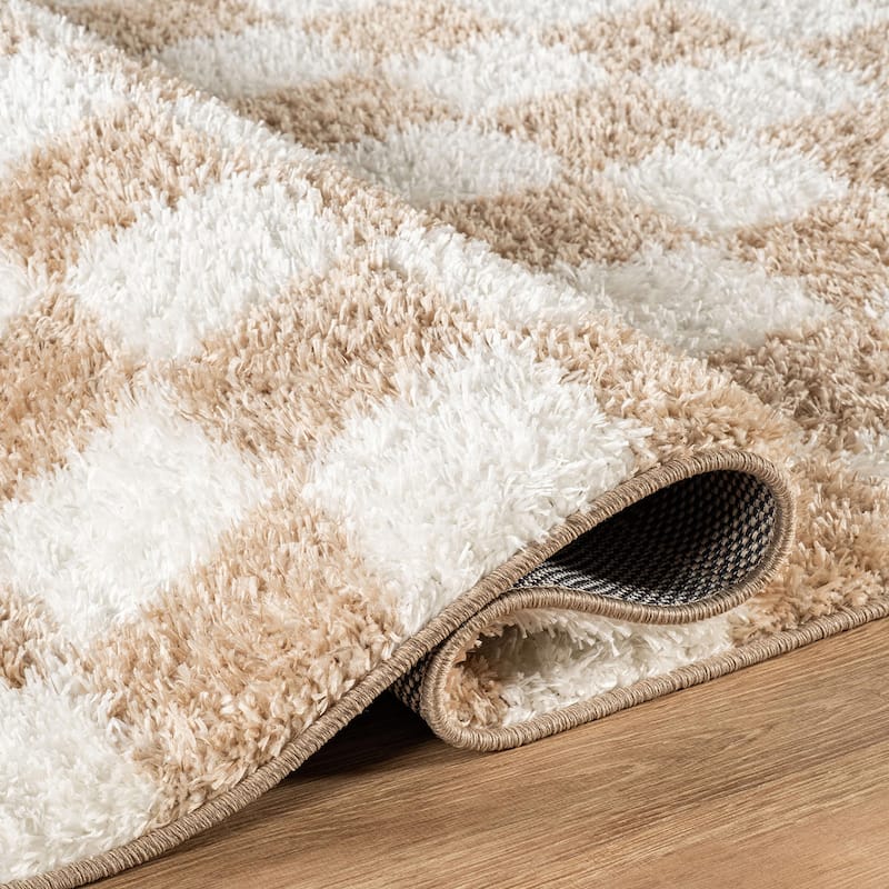 Block Shag Rug - Great for Living Room, Bedroom, or Entryway - Medium Pile, Easy to Clean - Anthracite Dark Gray