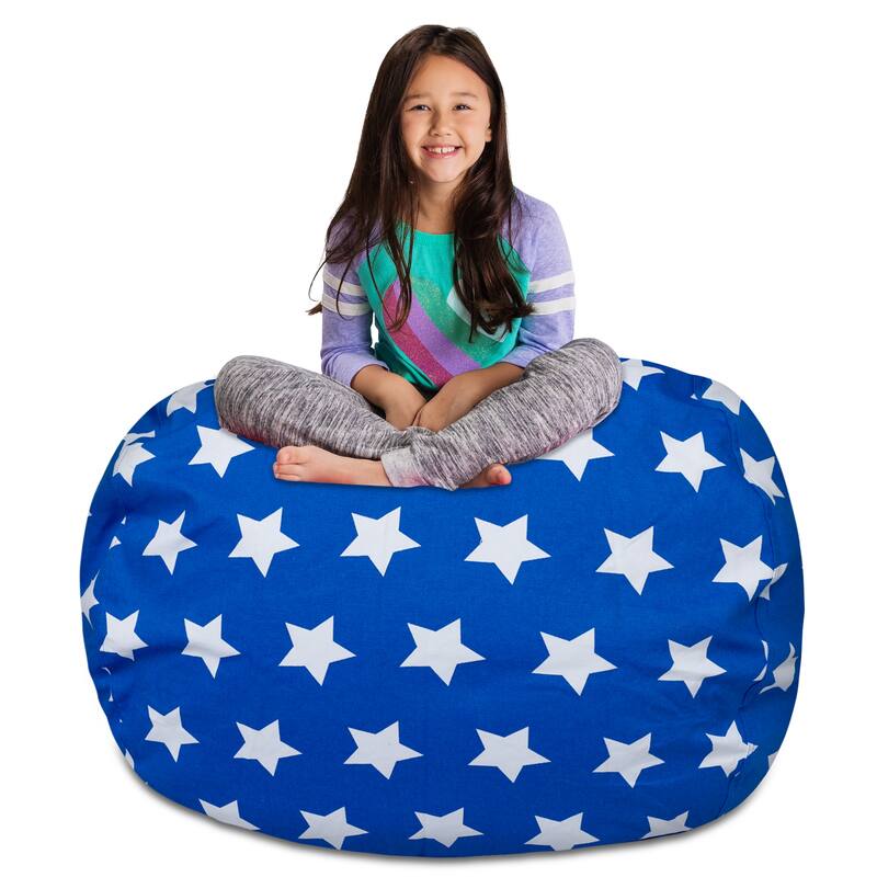 Kids Bean Bag Chair Cover Stuffed Animal Storage or Toy Organizer