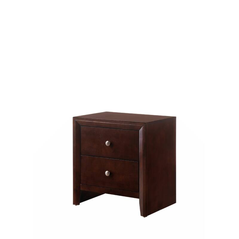Contemporary Modern Look 2-Drawer Nightstand End Table White Finish Two Storage Drawers Round Knobs