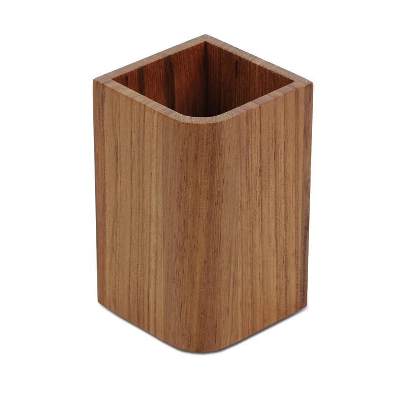 Designer Genuine Teak Tumbler - 4.75" 2.75" X 2.75"