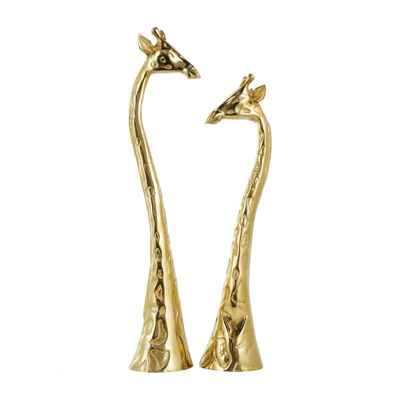 Gold Aluminum Metal Giraffe Decorative Sculpture (Set of 2)
