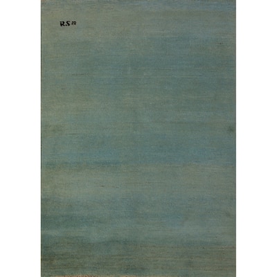 Green & Blue Gabbeh Modern Rug Handmade Stripe Wool Carpet - 3'4" x 4'10"