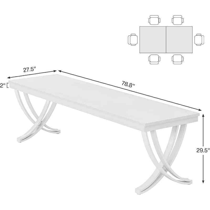 78" Large Rectangular Dining Table, Farmhouse Solid Wood Top Kitchen Table for Dining/Living Room