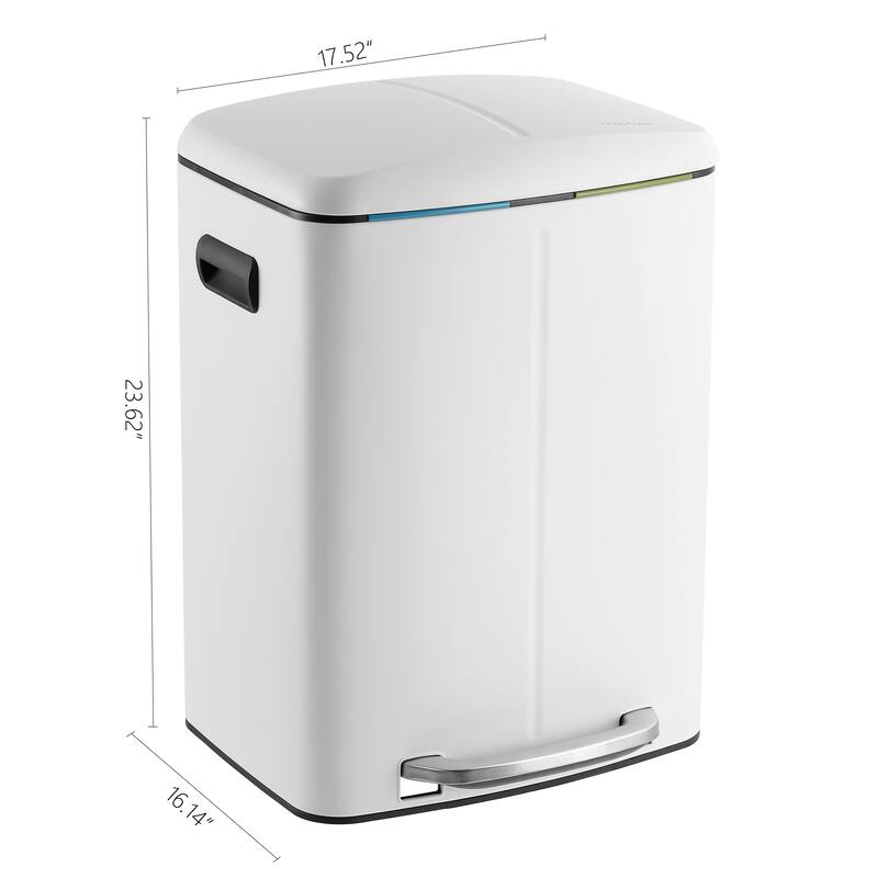 happimess 10.6-Gallon Double Bucket Trash Can with Soft Close Lid