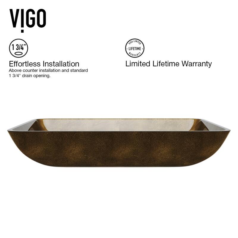 Vigo Copper 14-1/2" Vessel Bathroom Sink with 1.2 GPM Deck Mounted - Matte Gold