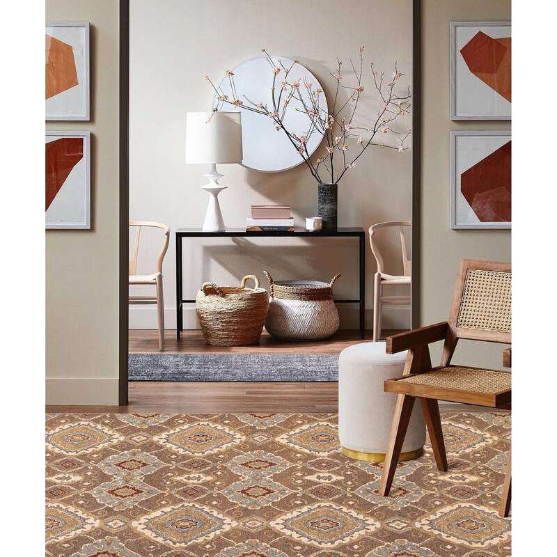 ECARPETGALLERY Flat-Weave Lahor Finest Brown Wool Tapestry Kilim - 4'11 x 7'11