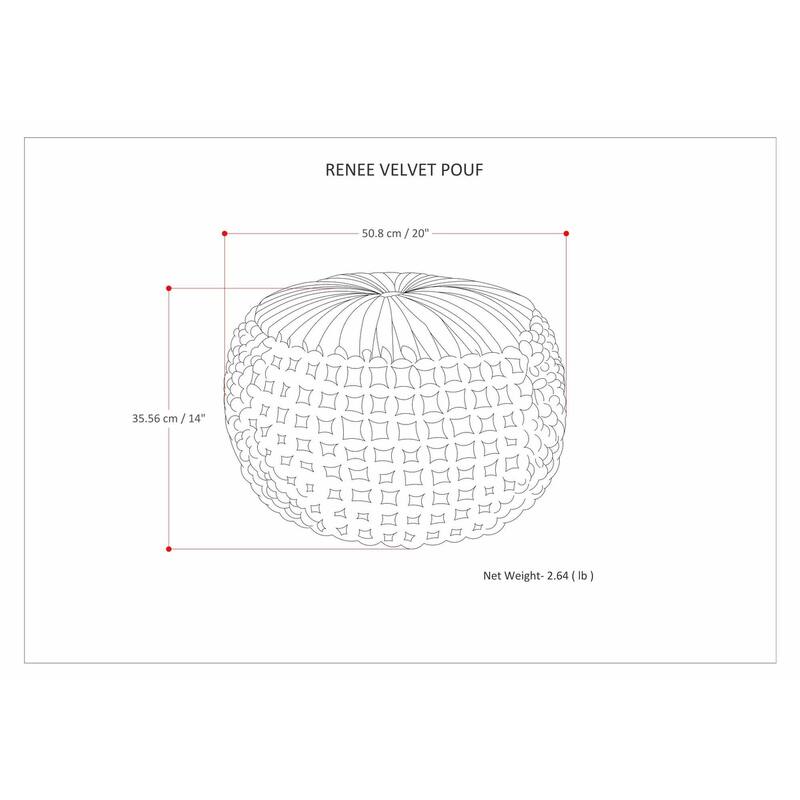 WYNDENHALL Vanessa Round Pouf in Velvet Fabric
