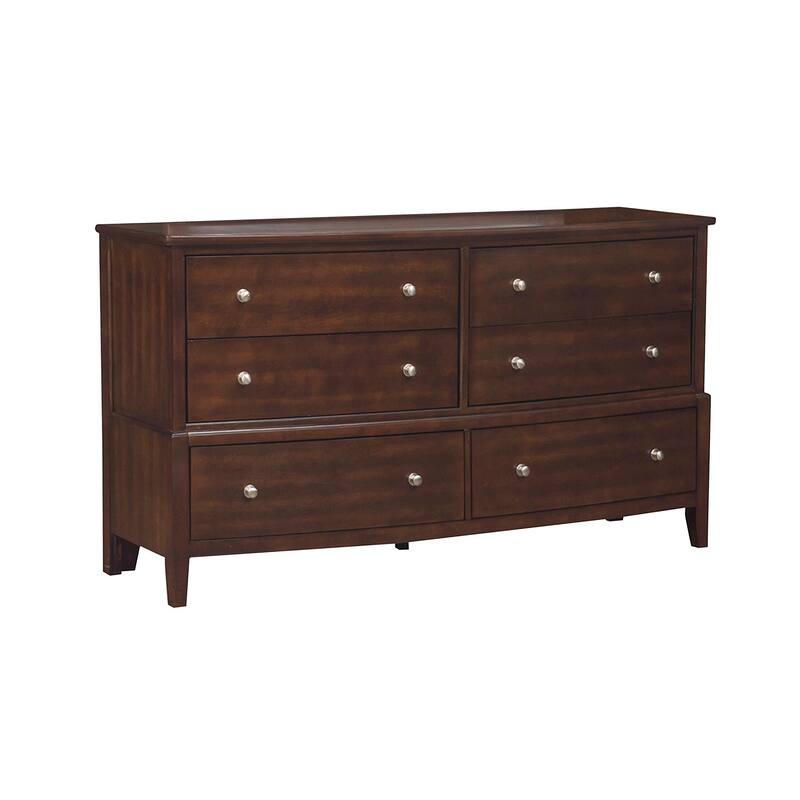 Wooden Dresser with Natural Grain Texture Finish and 6 Drawers, Brown