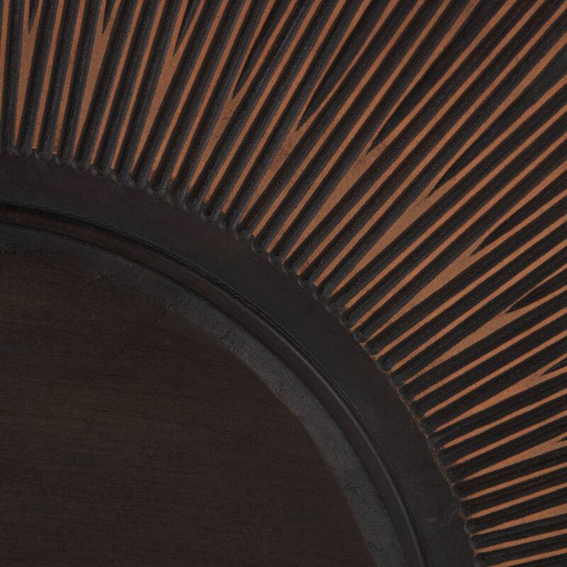 Dark Brown Wooden Large Sun Home Wall Decor with Copper Accents