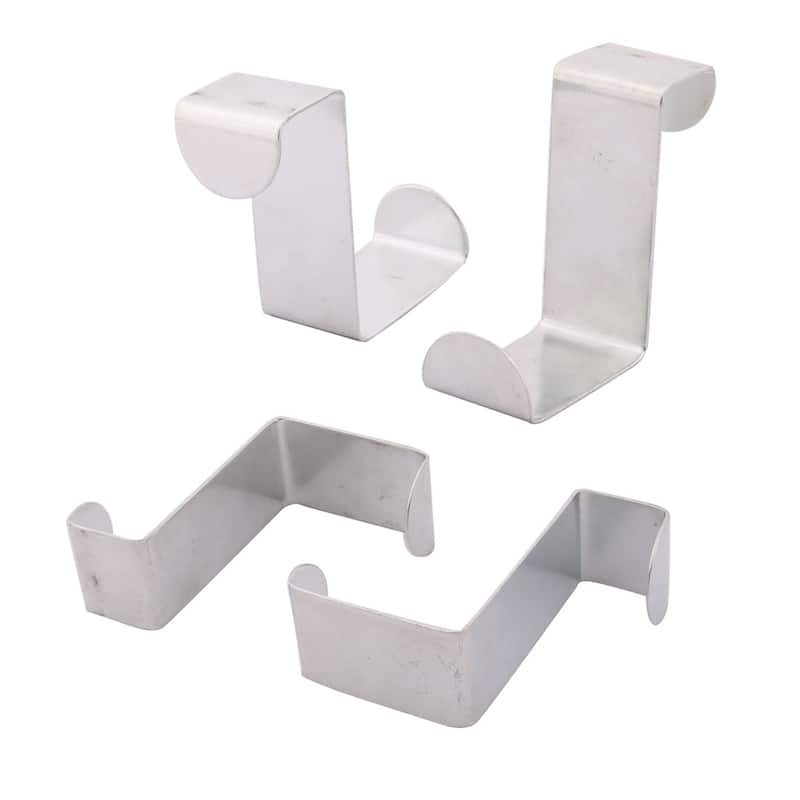 Home Stainless Steel Clothes Hat Cap Hanging Hook Door Hanger 4pcs - Silver Tone - 2.6" x 2.2" x 1"(L*W*H)