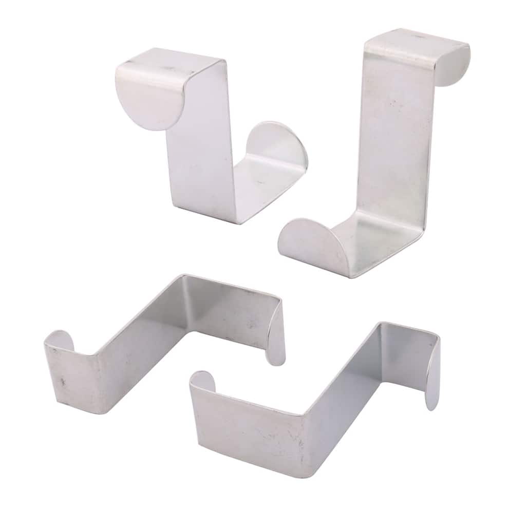 Home Stainless Steel Clothes Hat Cap Hanging Hook Door Hanger 4pcs - Silver Tone - 2.6" x 2.2" x 1"(L*W*H)