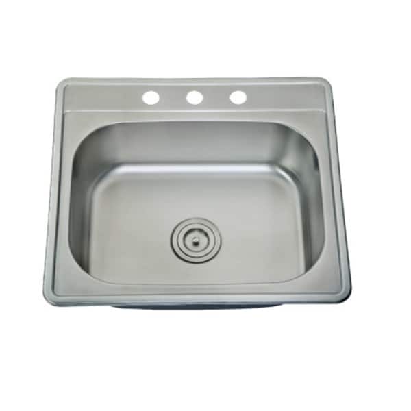 slide 2 of 5, CB HOME 25'' Modern Drop in Stainless Steel Kitchen Sink,Top Mount Single Bowl Sink with Three Faucet Hole - 25''X22''X8'' 25''X22''X8'' - Stainless steel