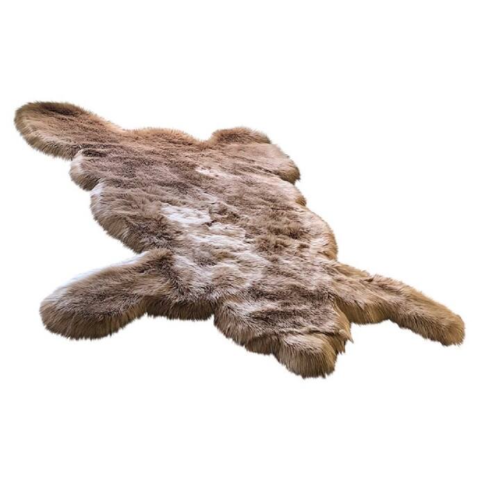 Highland Select Bear Shape Natural Long Wool Sheepskin Shag Rug