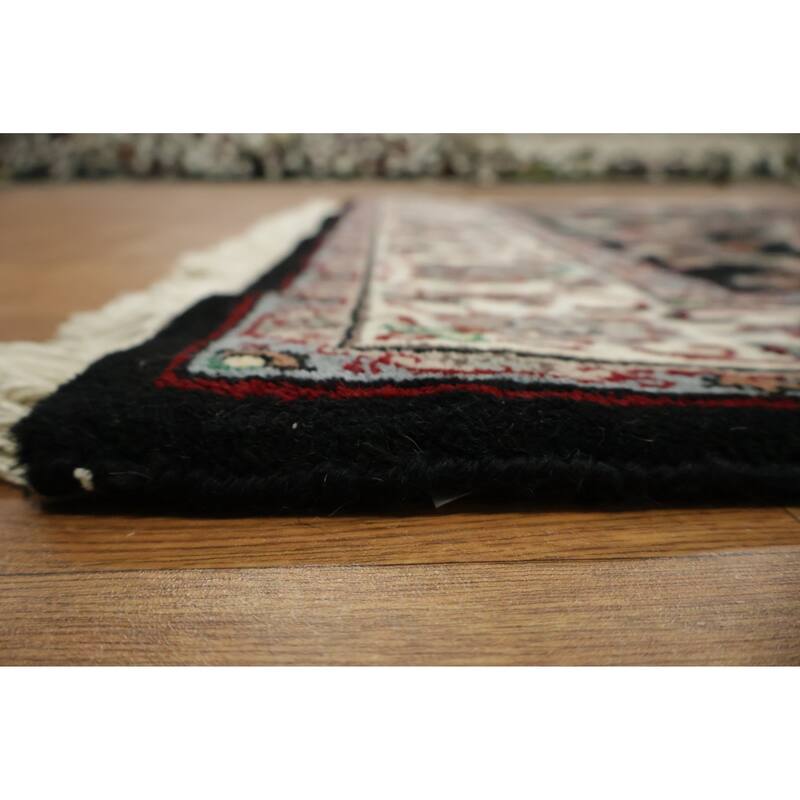 Hand Knotted Oriental 100% Wool Carpet Traditional All-Over Black Agra Area Rug - 6' 1'' X 4' 0''