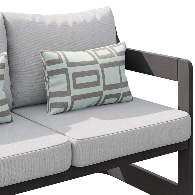 Corvus Rosario Acacia Outdoor Loveseat with Olefin Cushions and Sunbrella Pillows
