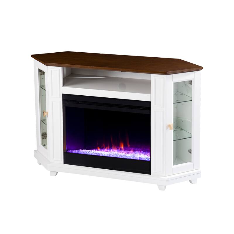 SEI Furniture Daventry Transitional White Wood Color Changing Fireplace