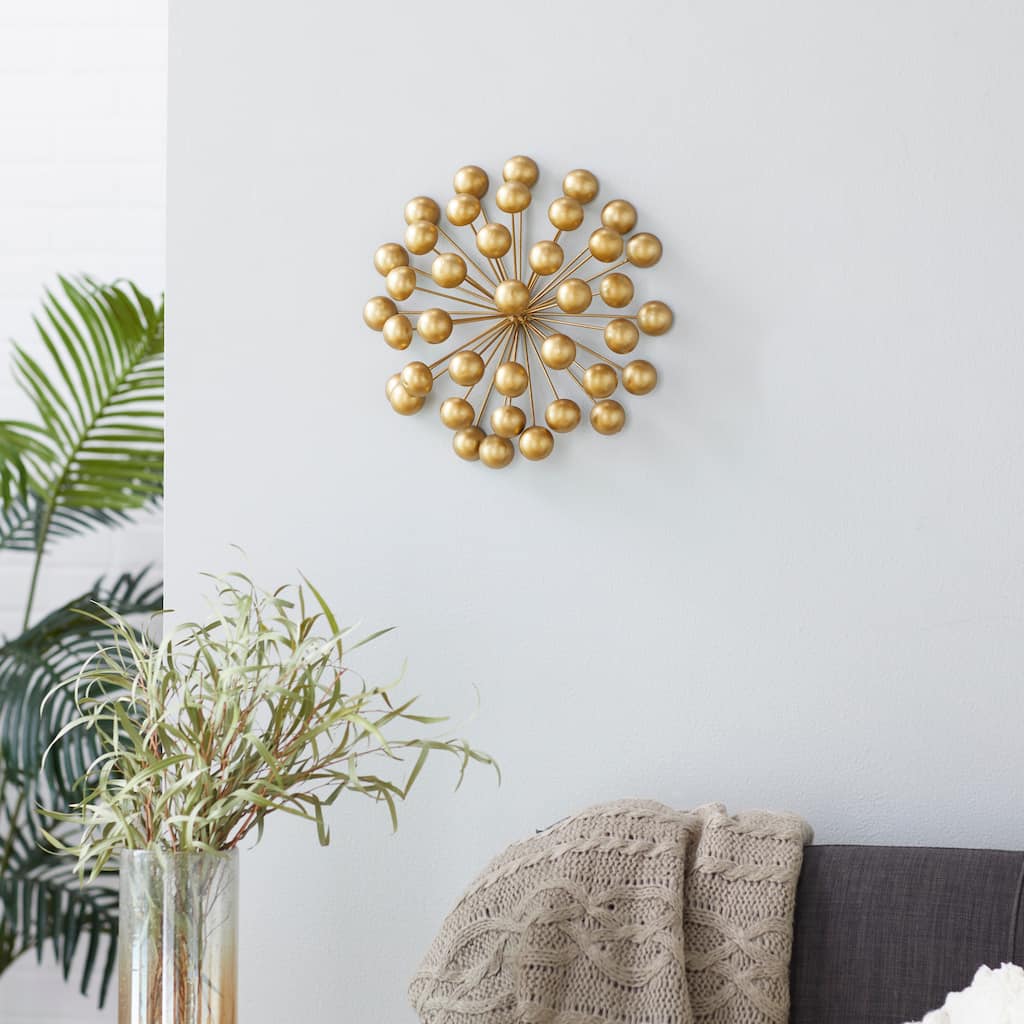 CosmoLiving by Cosmopolitan Gold Metal Starburst Home Wall Decor with Orb Detailing