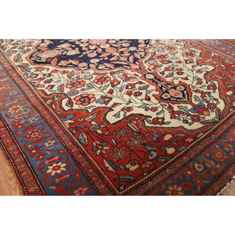 Pre-1900 Antique Sarouk Farahan Persian Rug Hand-Knotted Wool Carpet - 4'3" x 6'2"