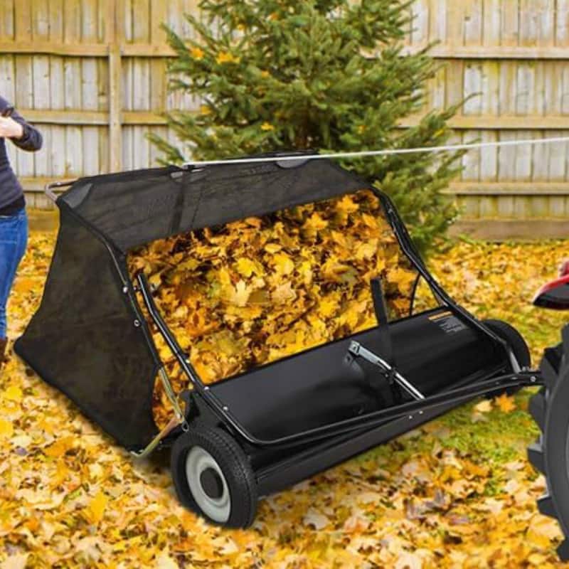 48" Tow-Behind Lawn Sweeper, Leaf & Grass Collector for Lawn Tractor ATV UTV - 48 inch