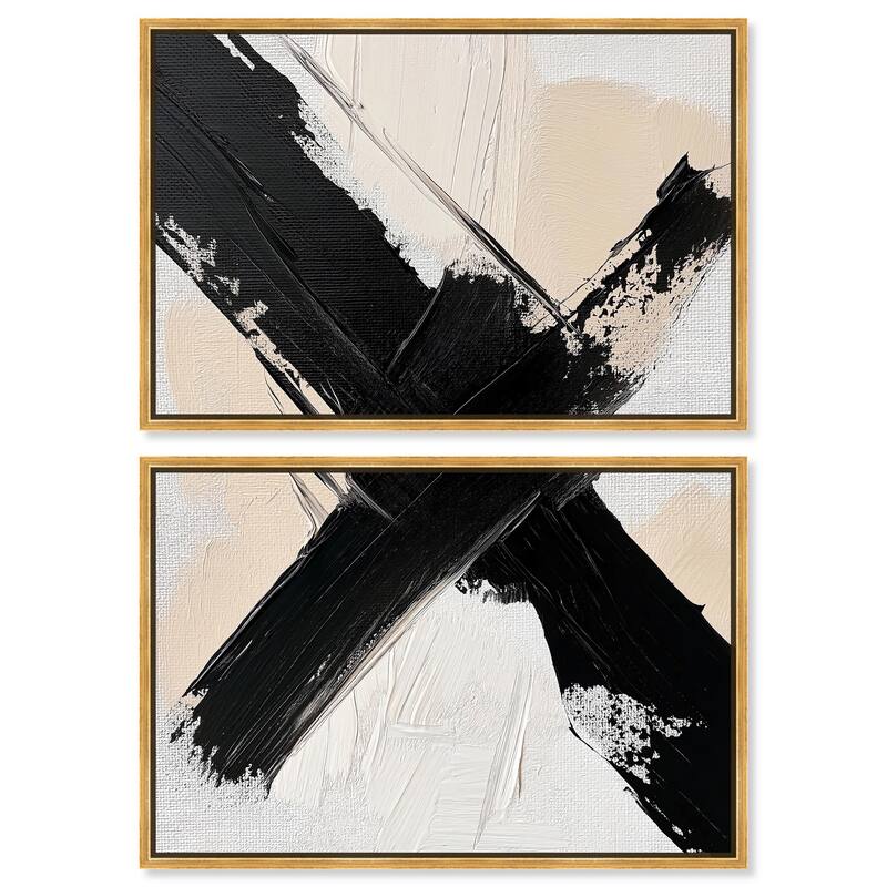 Graphic Impact I Canvas Set of 2 by Art Remedy - 45" x 30" - Gold