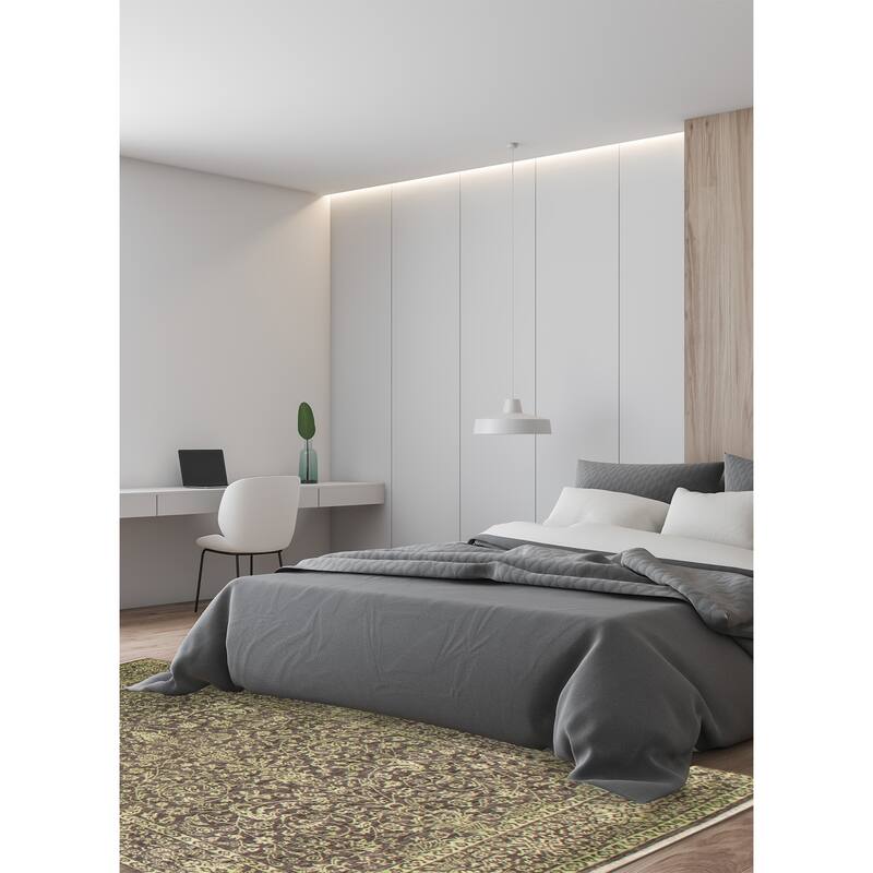 ECARPETGALLERY Hand-knotted Heritage Dark Grey Silk, Wool Rug - 6' x 9'