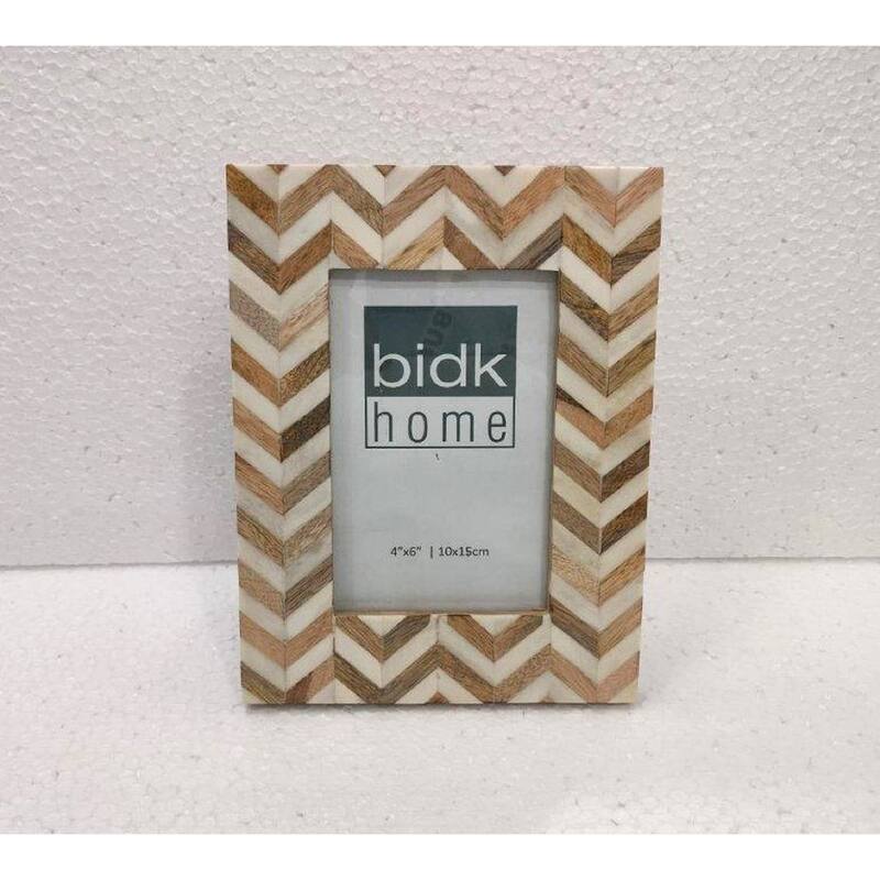 Zig Zag Frame White & Brown - WHITE & BROWN - 4x6