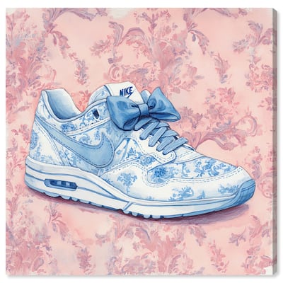 Blue Bow Sneaker II Canvas by Art Remedy, Gallery Wrapped