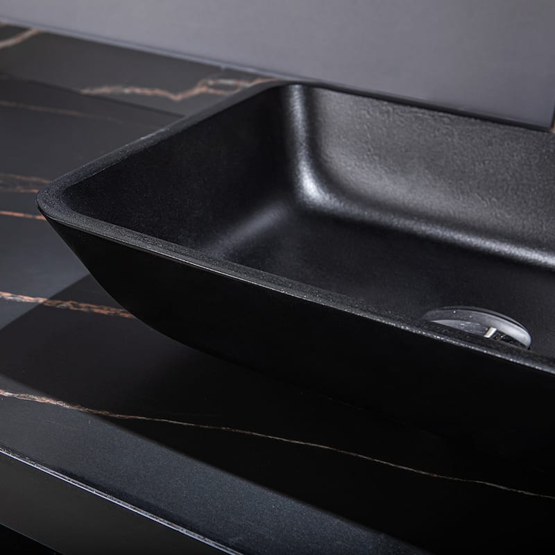 Vinnova Glass Rectangular Vessel Bathroom Sink without Faucet
