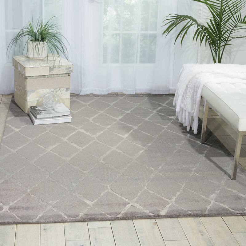 Nourison Twilight Contemporary Geometric Trellis Area Rug - 5'6" x 8' - Grey - Rectangle