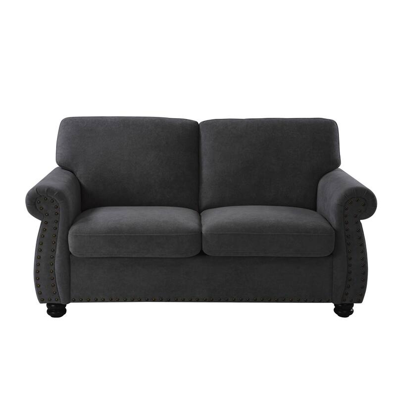 Velvet Loveseat, Upholstered 2 Seater Couch with High-Density Foam, Small Sofa Couch with Solid Wood Legs and Tufted Back