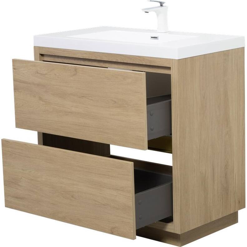 Abruzzo 36" Freestanding Bathroom Vanity with Stone Resin Sink and Two Soft Close Drawers