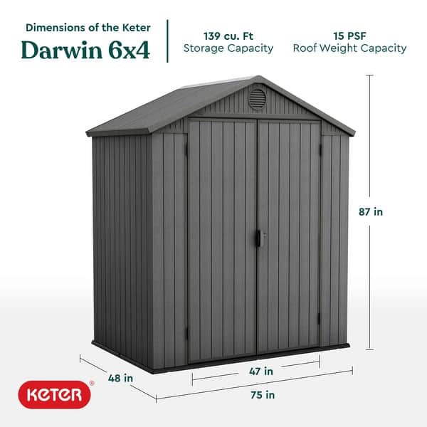 Keter Darwin 6x4 ft. Resin Outdoor Storage Shed With Floor for Patio