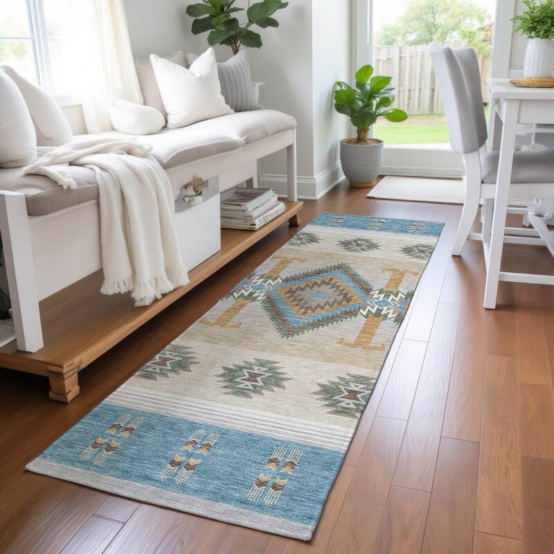 Machine Washable Indoor/ Outdoor Global Chennai Chantille Rug