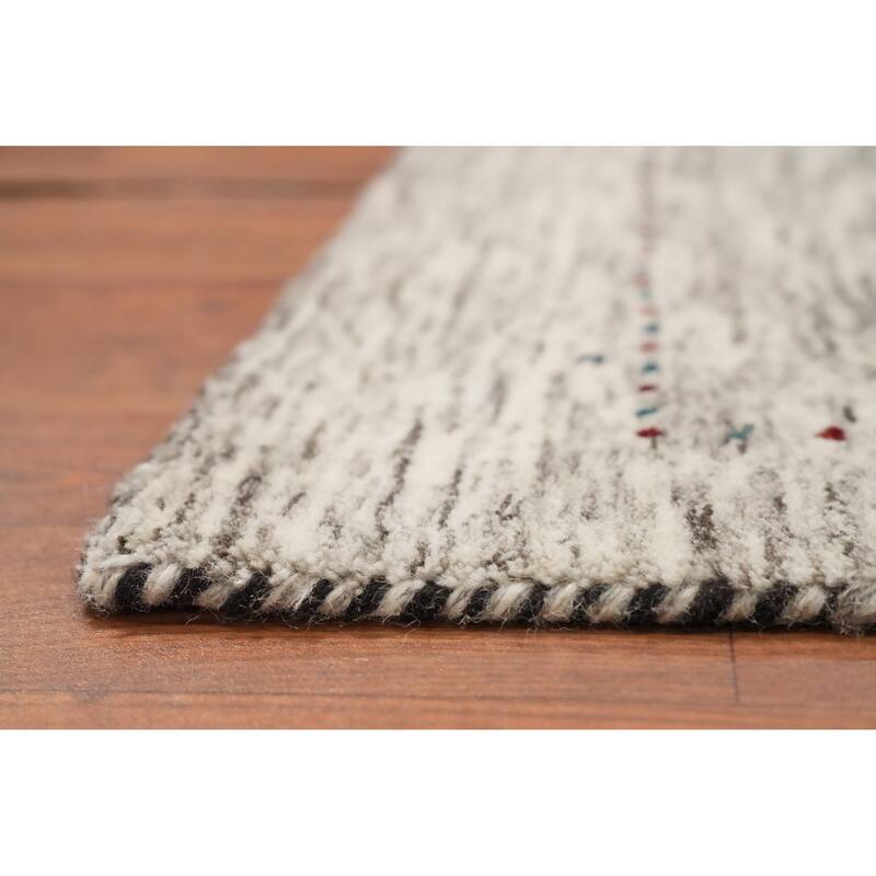 Hand Knotted Oriental 100% Wool Carpet Tribal Animal Pictorial Beige & Ivories Gabbeh Runner Rug - 8' 10'' X 2' 6''