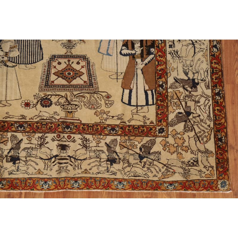 Pre-1900 Antique Vegetable Dye Kashan Mohtasham Persian Rug - 4'9"x 6'10"