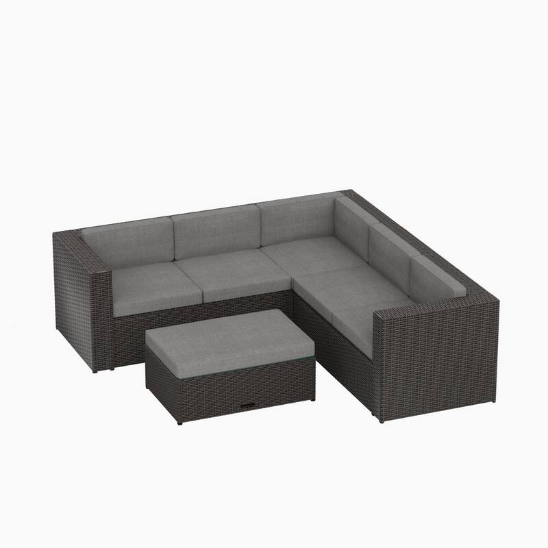 Belmount 6 Seater Wicker Resin Rattan Patio Sectional Set w Cushions