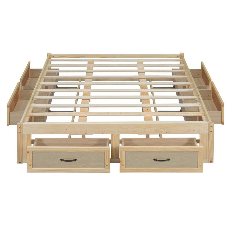 Queen Size Platform Bed with 6 Spacious Storage Drawers, Durable & Stylish Design