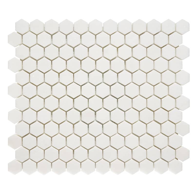 Thassos Marble 1" x 1" Honeycomb Polished Mosaic Tile - 5 Sheets (4.20 sf) - White