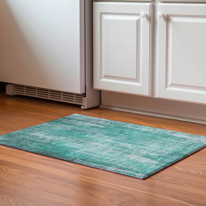 Premium Washable Super Soft Ombre Stripes Mayfield Rug - Teal - 1' 8" x 2' 6" - Rectangle