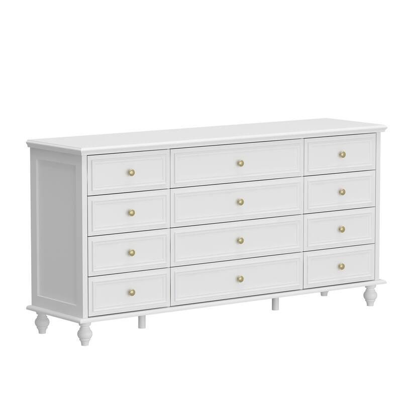 63"W Wood Dresser Bedroom Storage Drawer Organizer Closet 12 Drawer
