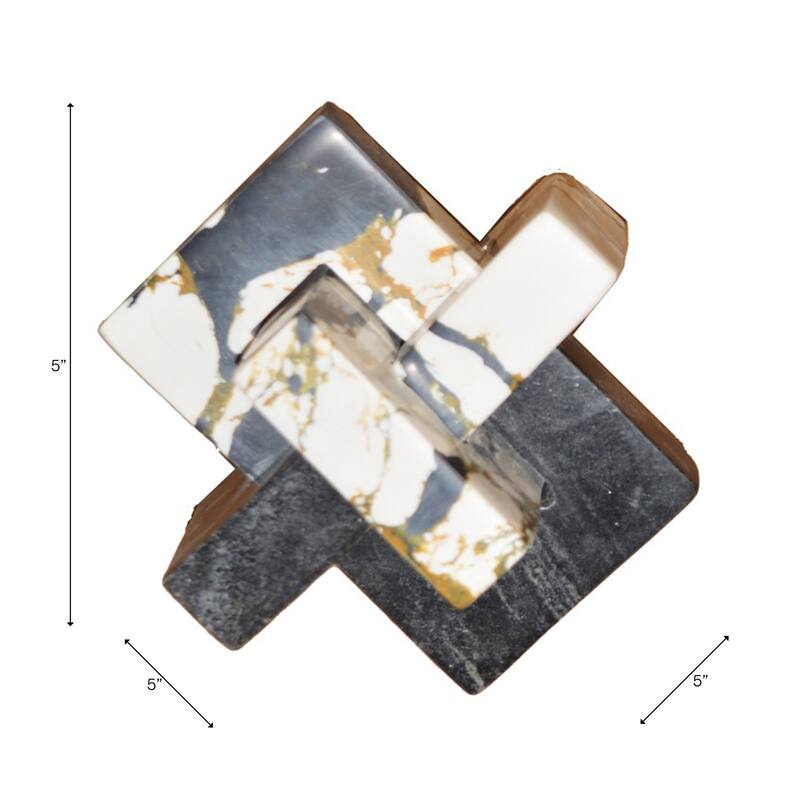 Stone Marble Decorative Object Geometric Sculpture Handcrafted Accent