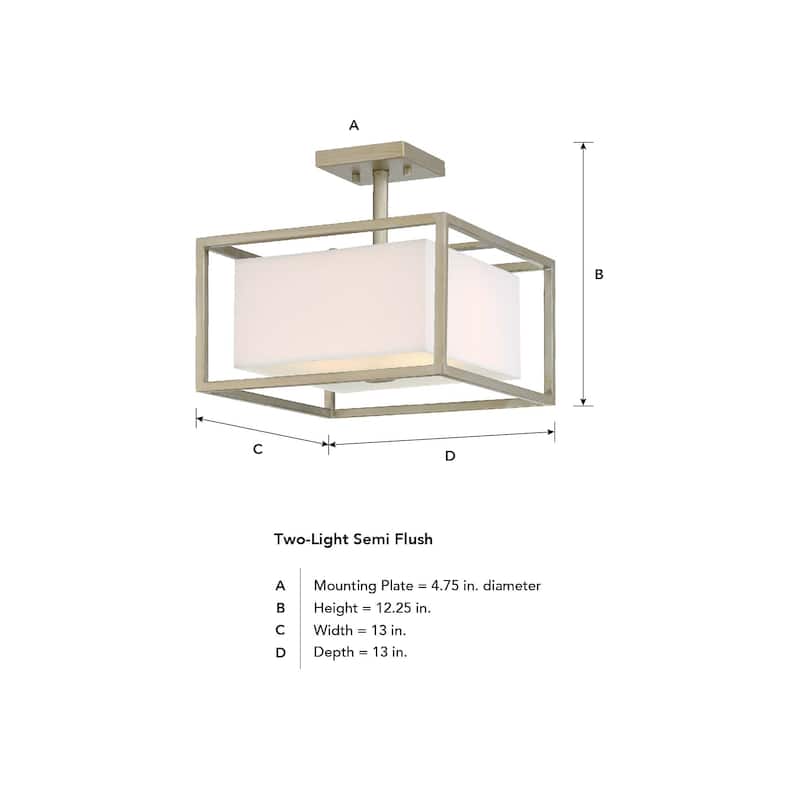 Chloie Collection - 2 Light - Semi-Flush - 13"W - 12.25"H - Sterling Gold Finish